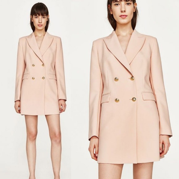 blush pink blazer dress